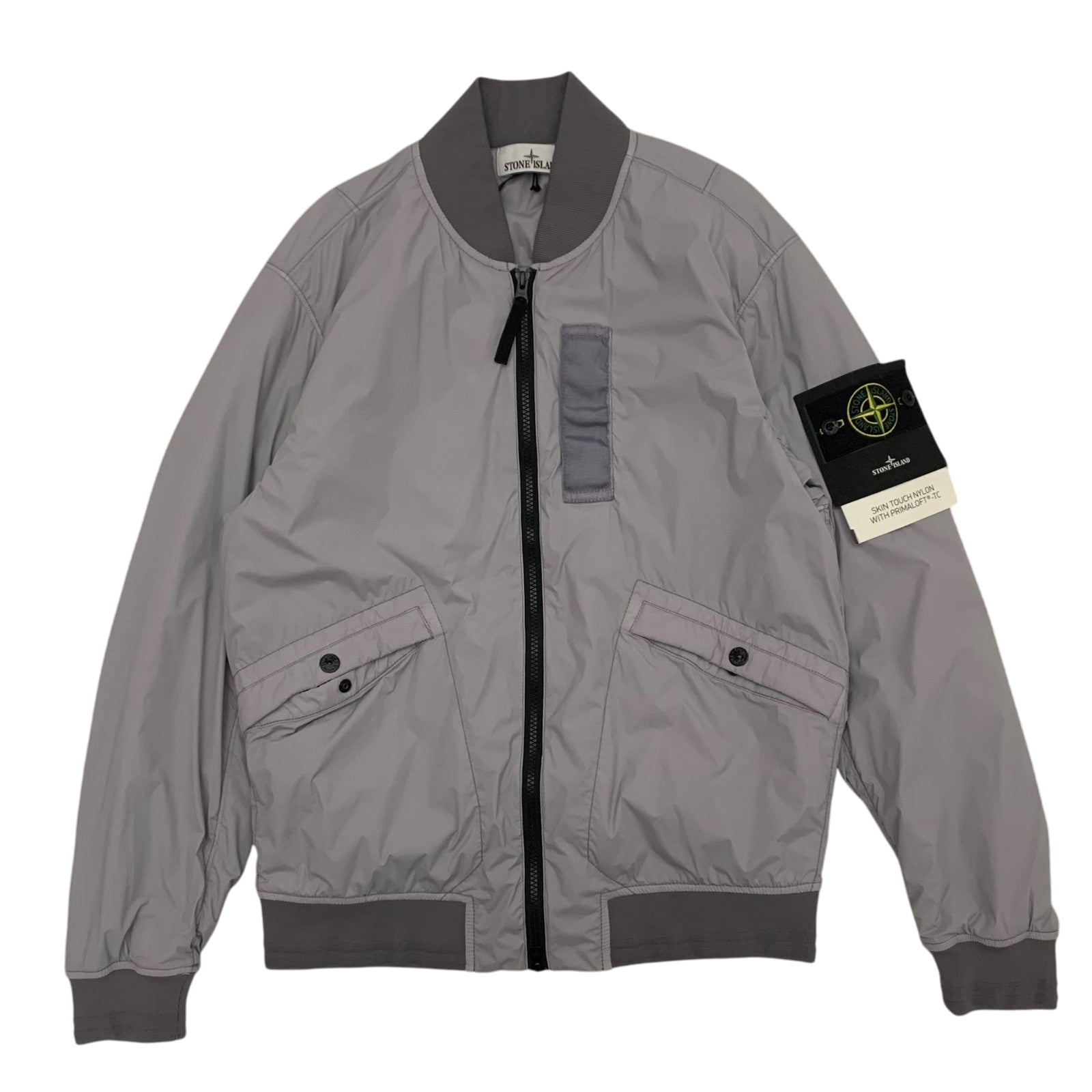 Stone Island Garment-Dyed Skin Touch Nylon Bomber Jacket Grey (Fits S-M)