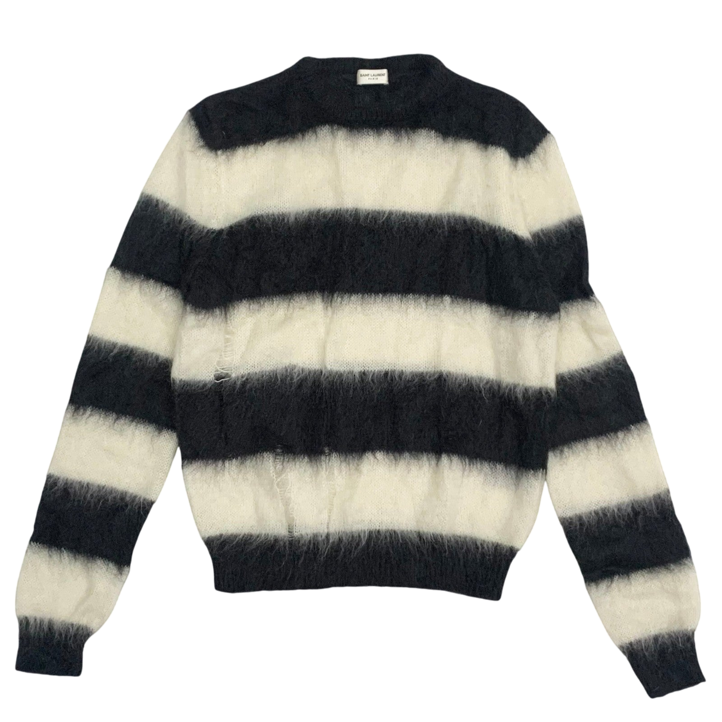 Saint Laurent FW18 Distressed Striped Knit Sweatshirt (Size L)