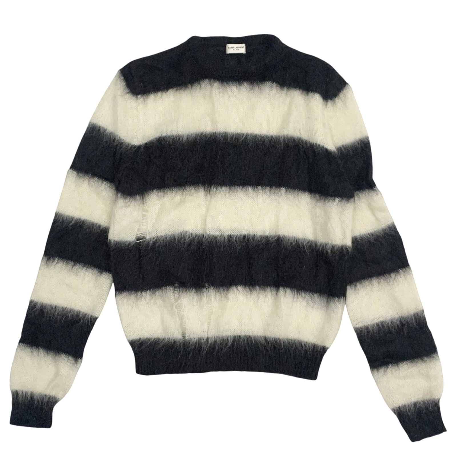 Saint Laurent FW18 Distressed Striped Knit Sweatshirt (Size L)