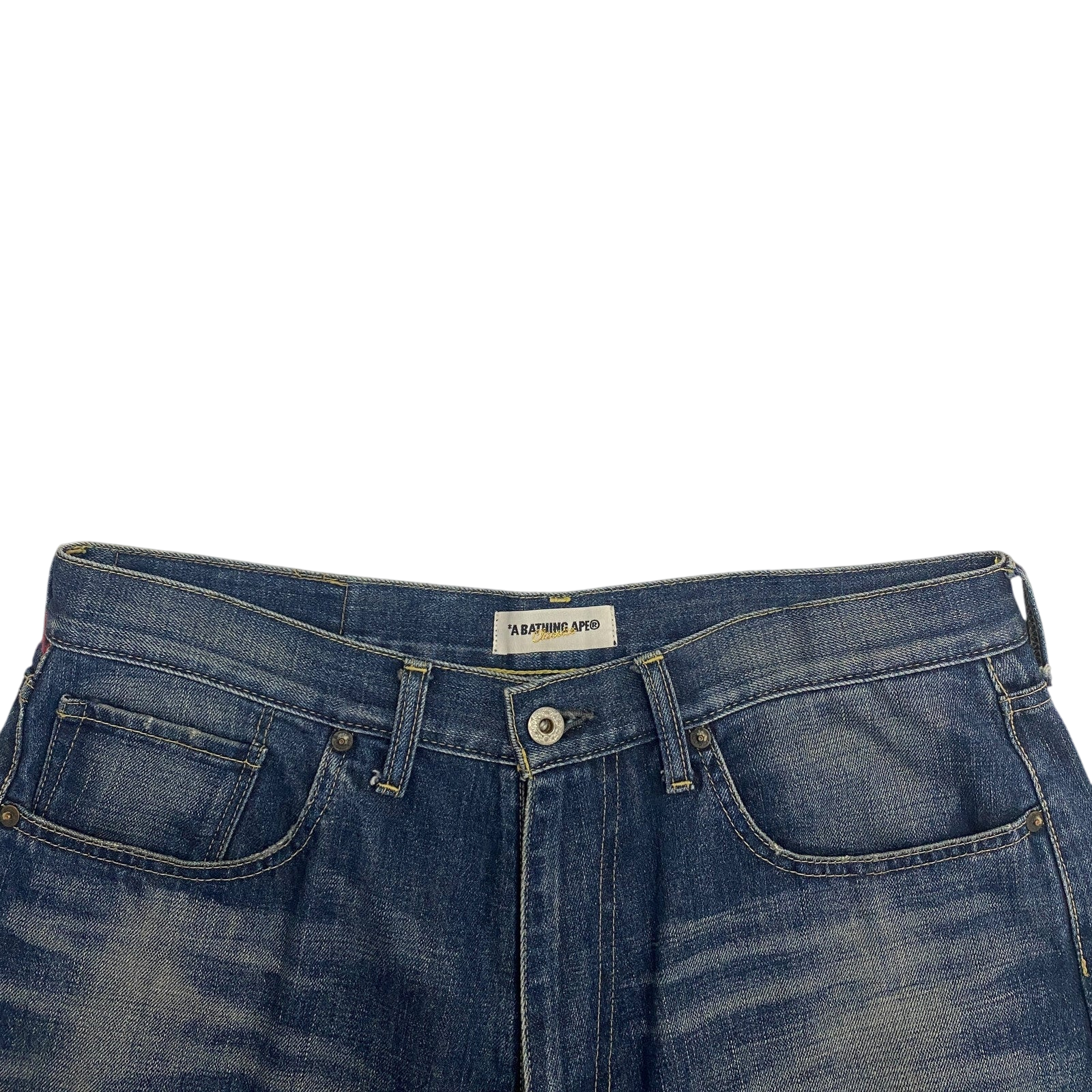 Bape Sta 00s Logo Embroidered Denim Shorts Blue (Fits 36")