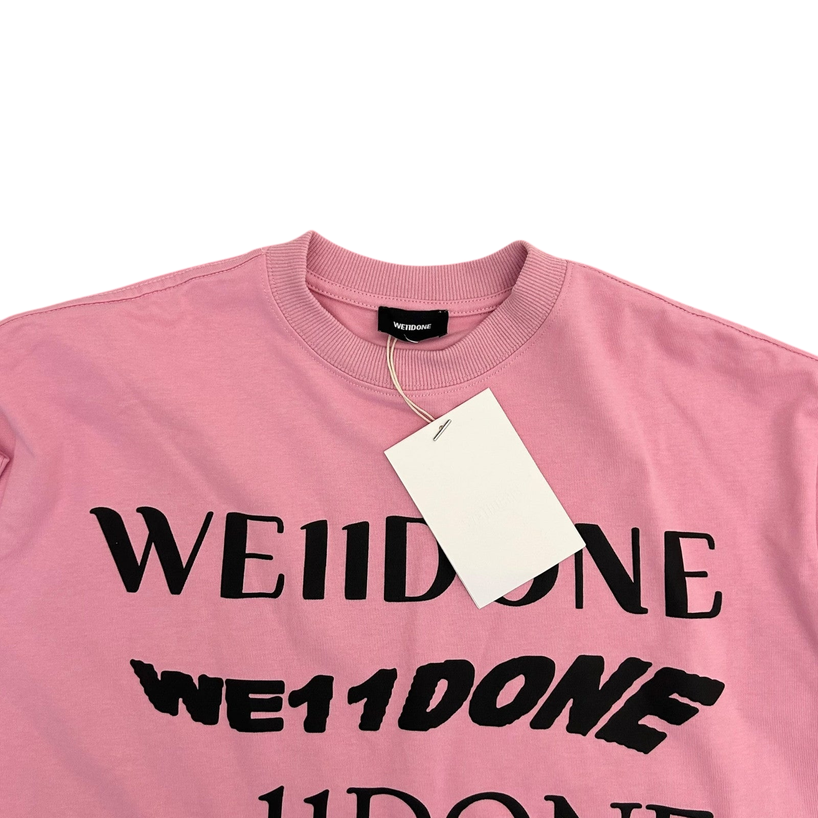 WE11DONE Classic Embroidered Logo T-Shirt Pink (Fits L)