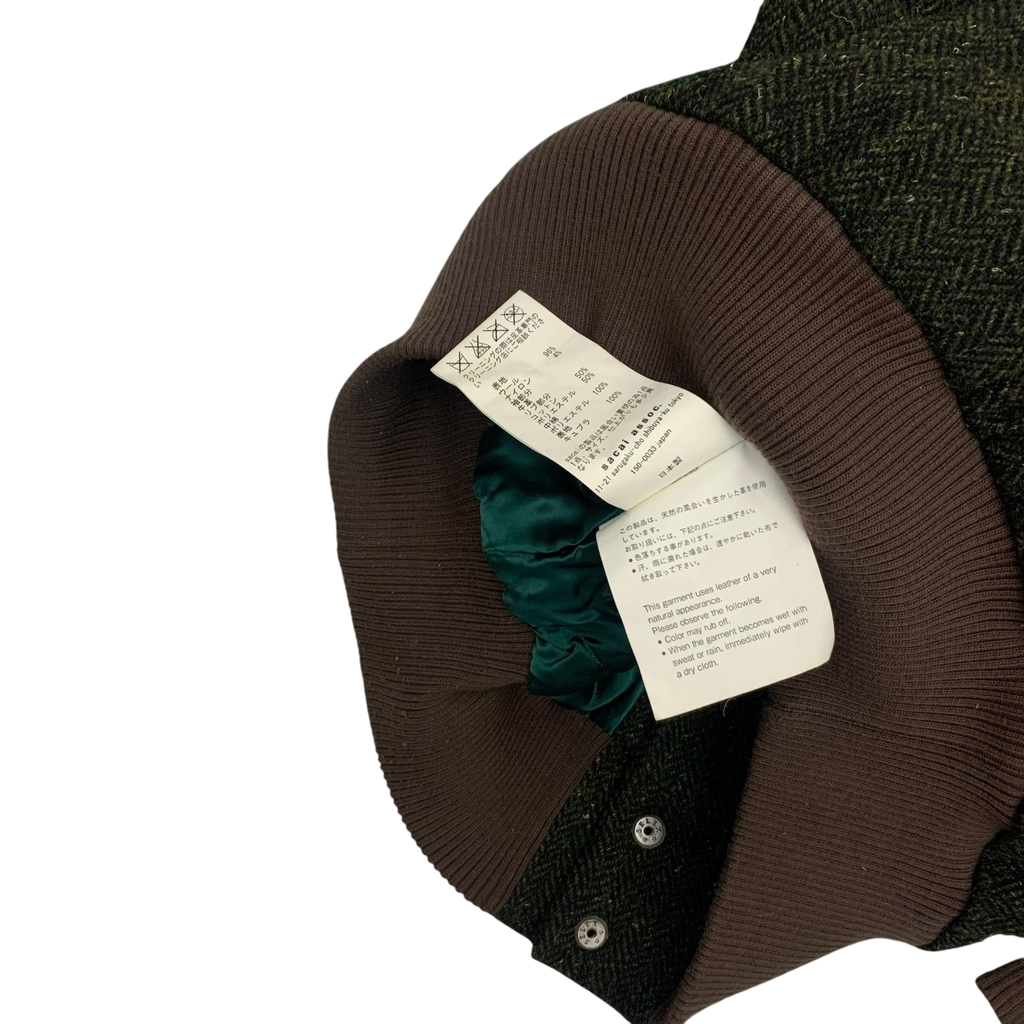 Sacai Colourblock Cowhide & Wool Stadium Jacket (Fits M)