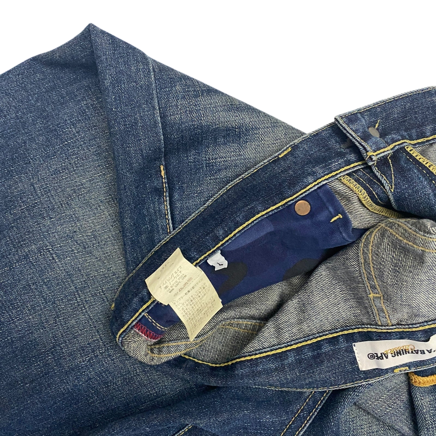 Bape Sta 00s Logo Embroidered Denim Shorts Blue (Fits 36")