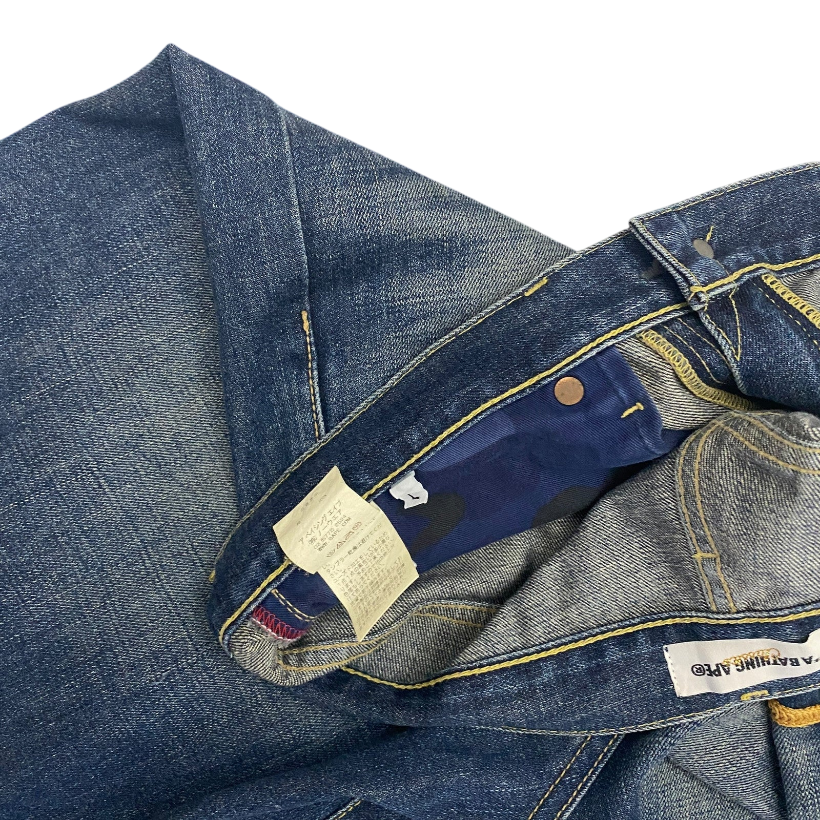 Bape Sta 00s Logo Embroidered Denim Shorts Blue (Fits 36")