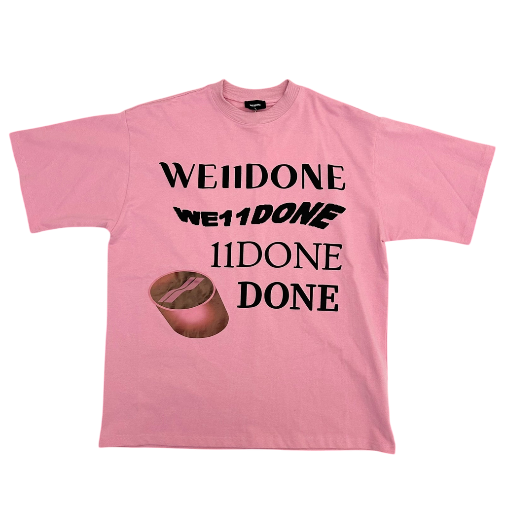 WE11DONE Classic Embroidered Logo T-Shirt Pink (Fits L)