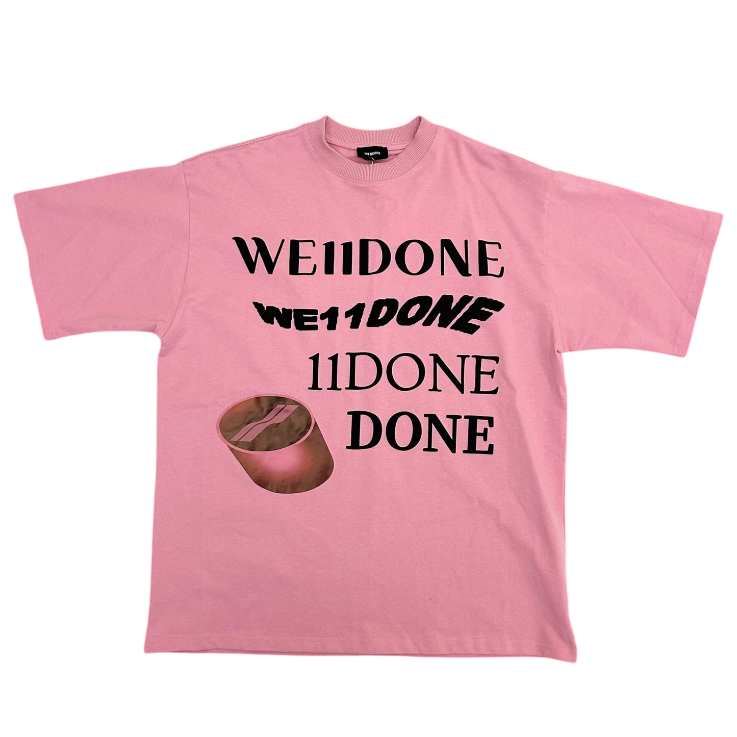 WE11DONE Classic Embroidered Logo T-Shirt Pink (Fits L)