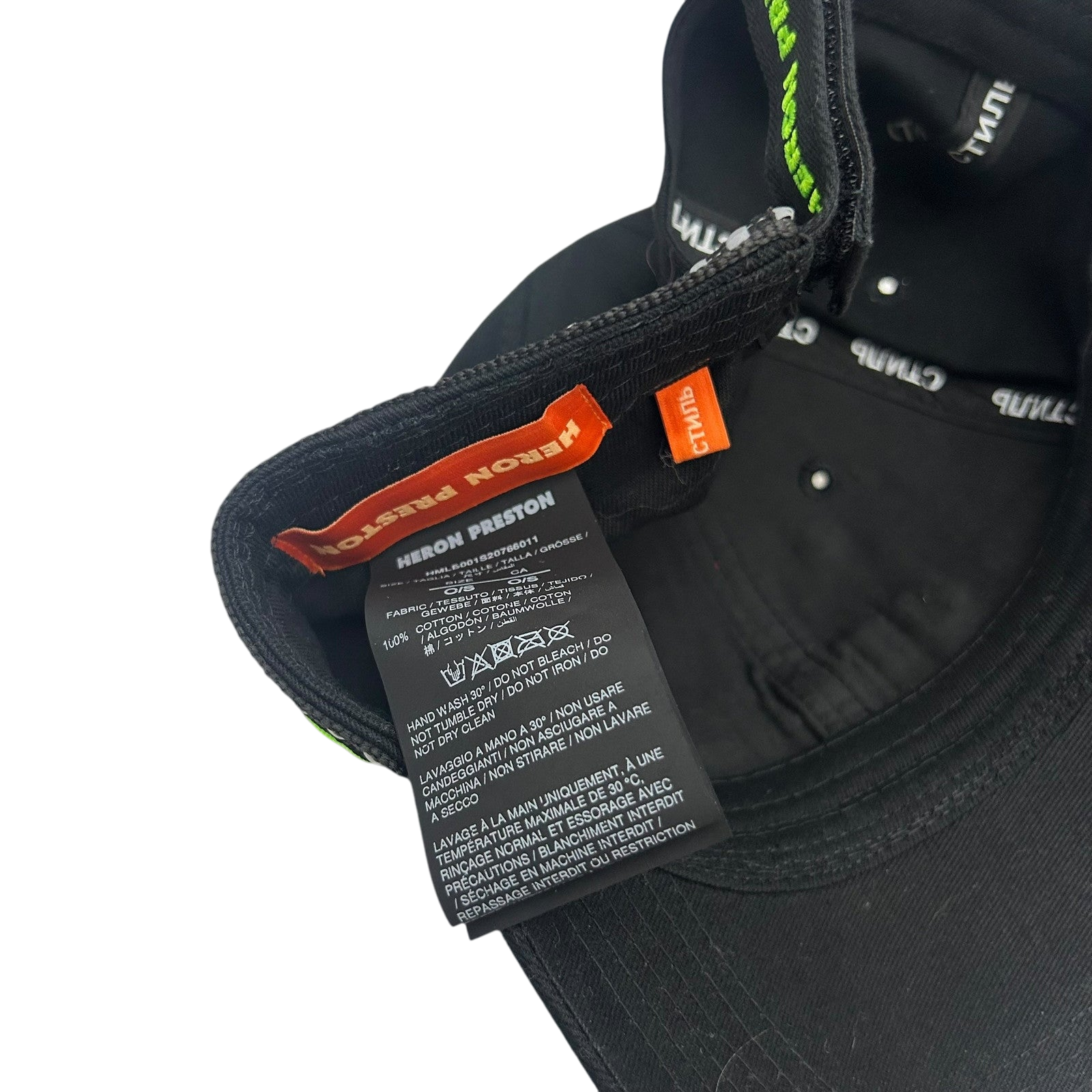 Heron Preston СТИЛЬ Reflective Cap Black/ Neon Green