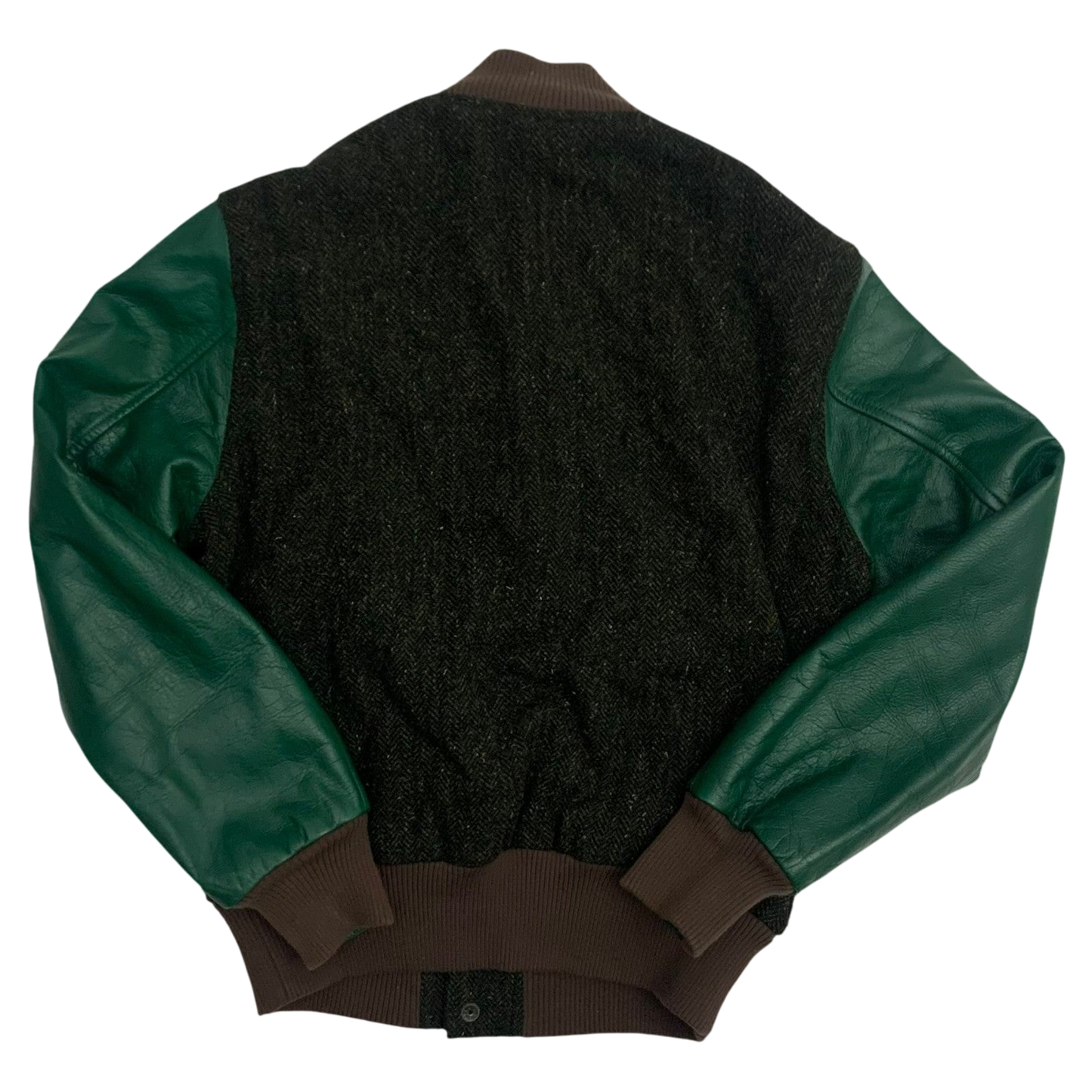 Sacai Colourblock Cowhide & Wool Stadium Jacket (Fits M)