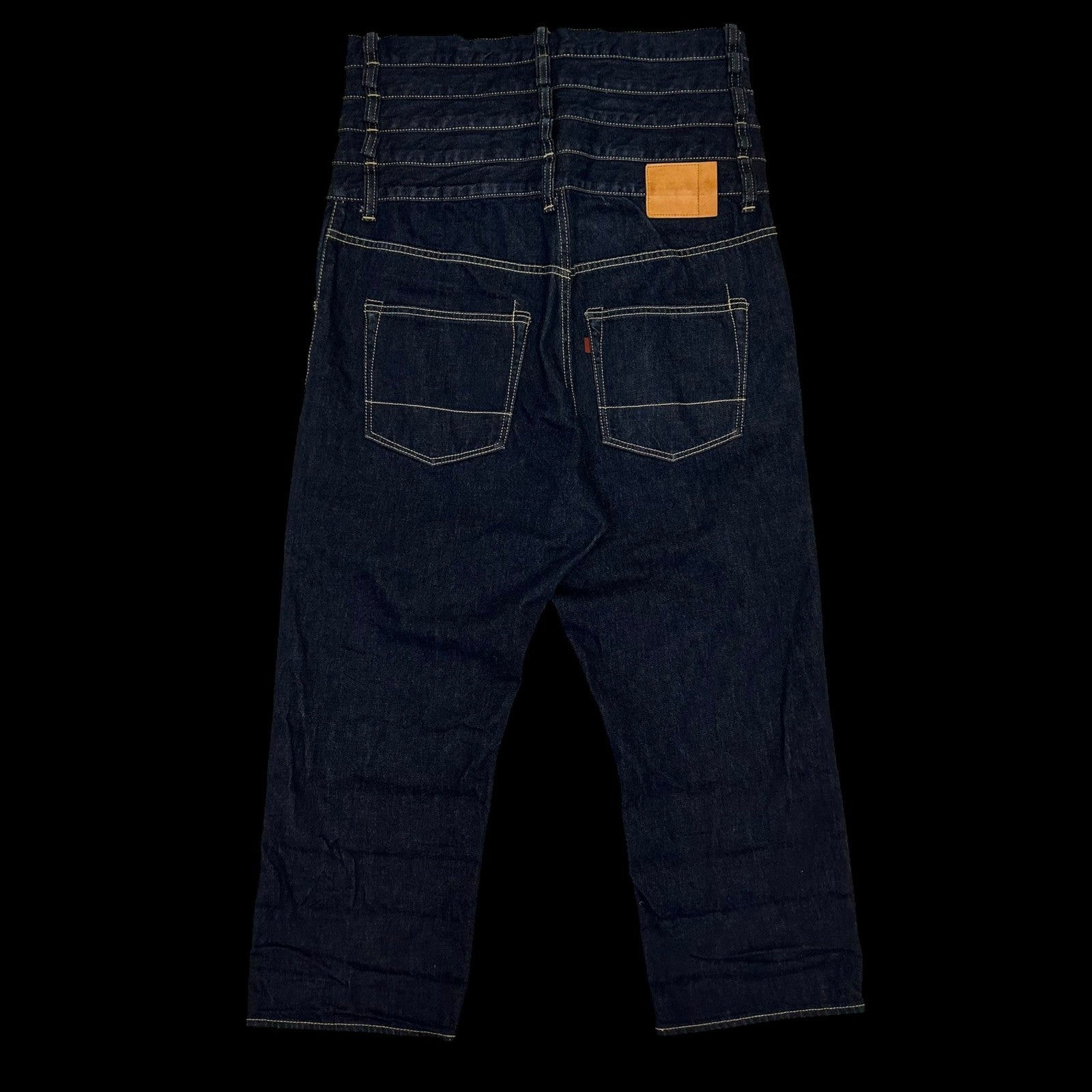 Ganryu AW12 Quintuple Waistband’ Stacked Wide Cut Jeans (Fits 36")