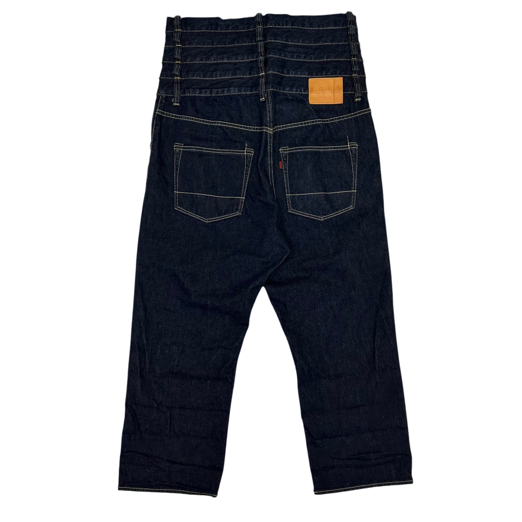 Ganryu AW12 Quintuple Waistband’ Stacked Wide Cut Jeans (Fits 36")