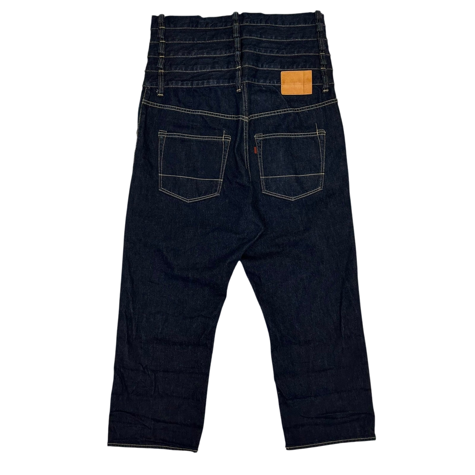 Ganryu AW12 Quintuple Waistband’ Stacked Wide Cut Jeans (Fits 36")