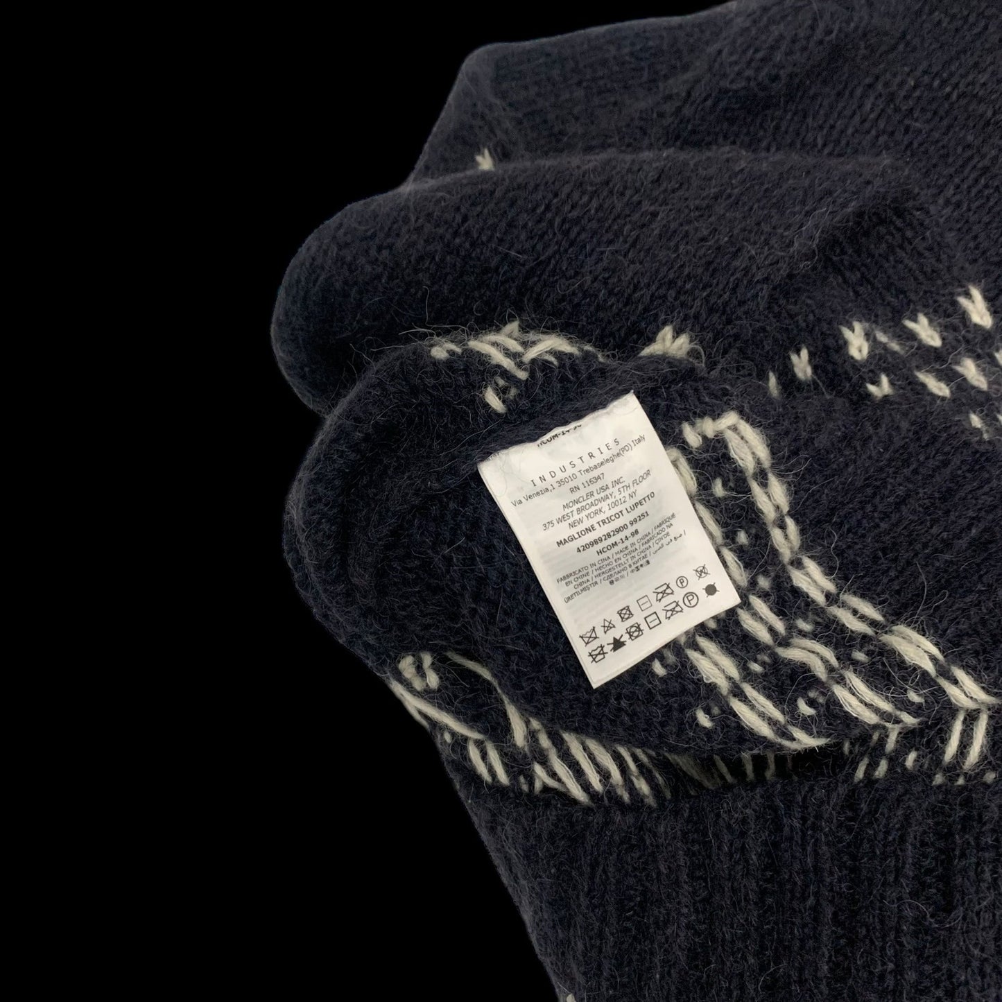 Moncler Vintage Graphic Wool Knit Sweatshirt Navy (Size M womens)