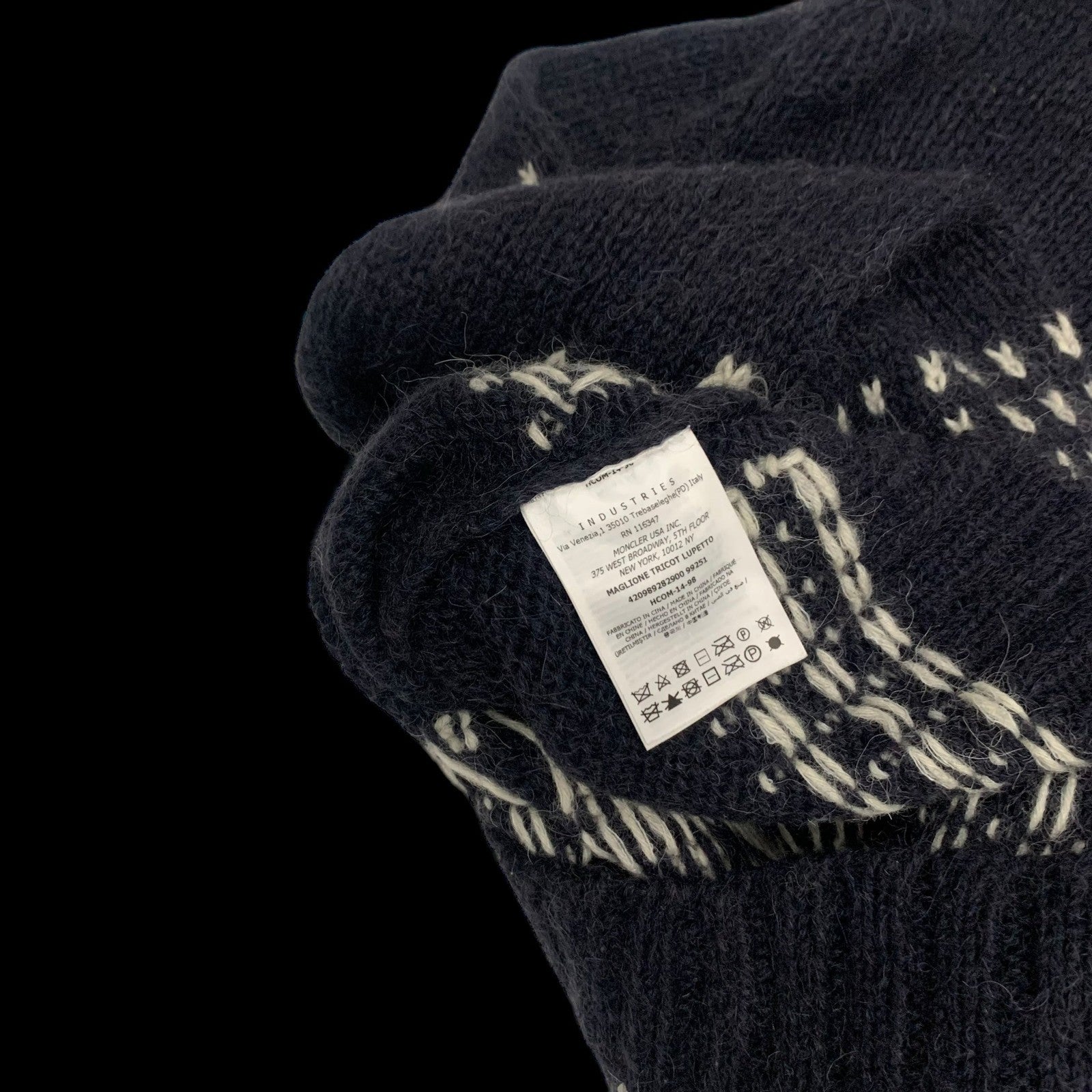 Moncler Vintage Graphic Wool Knit Sweatshirt Navy (Size M womens)