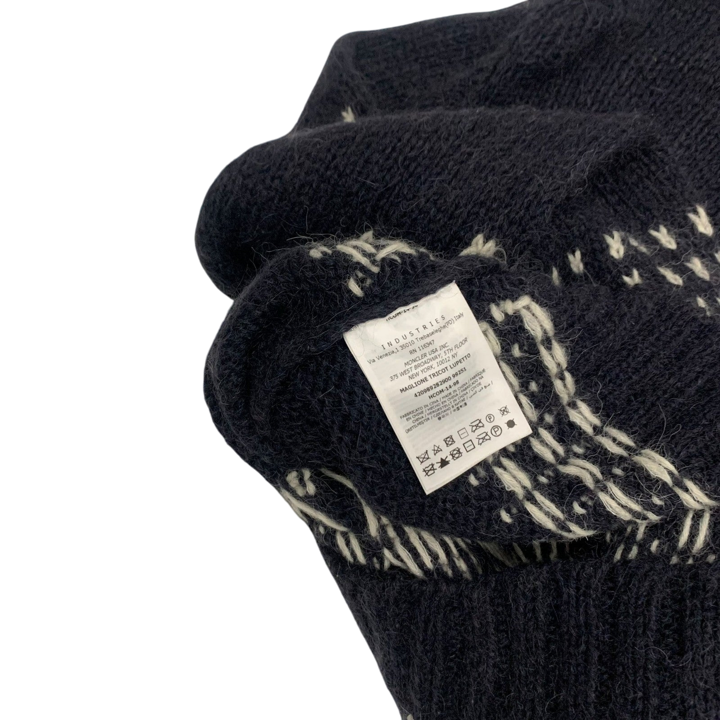 Moncler Vintage Graphic Wool Knit Sweatshirt Navy (Size M womens)