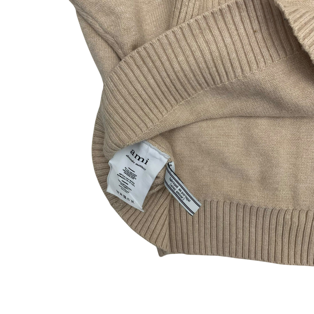 Ami Paris De Coeur Wool Blend Knit Sweatshirt Beige (Size M)
