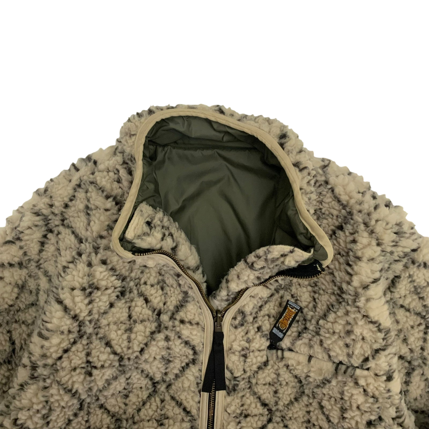 Kapital Do-Gi Sashiko Reversible Boa Fleece Jacket ‘Ecru’ (Size XL)