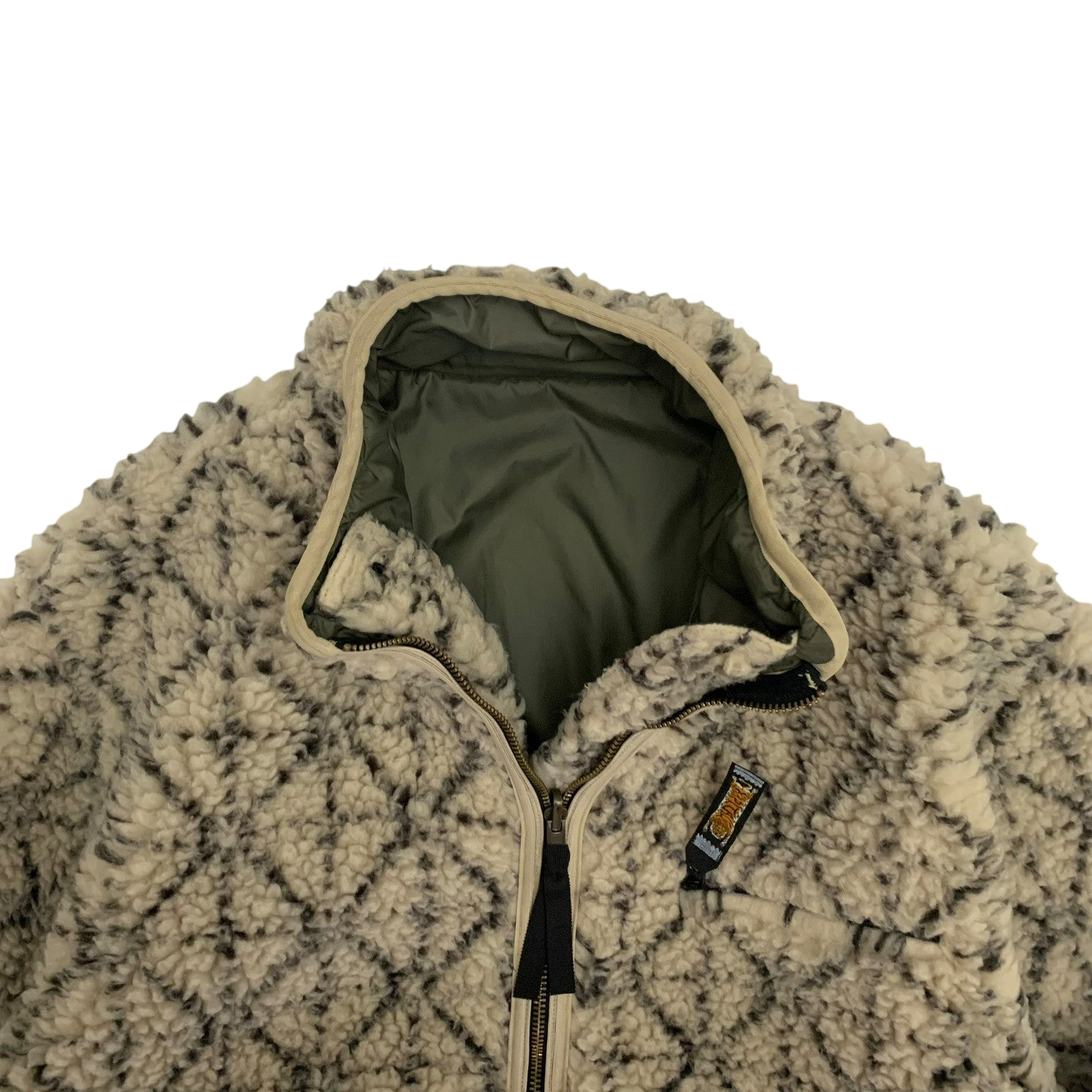 Kapital Do-Gi Sashiko Reversible Boa Fleece Jacket ‘Ecru’ (Size XL)