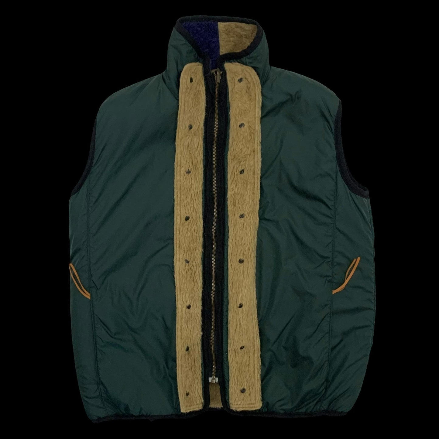 Kapital Reversible Wool Boa Fleece Colour Block Vest (Size S)