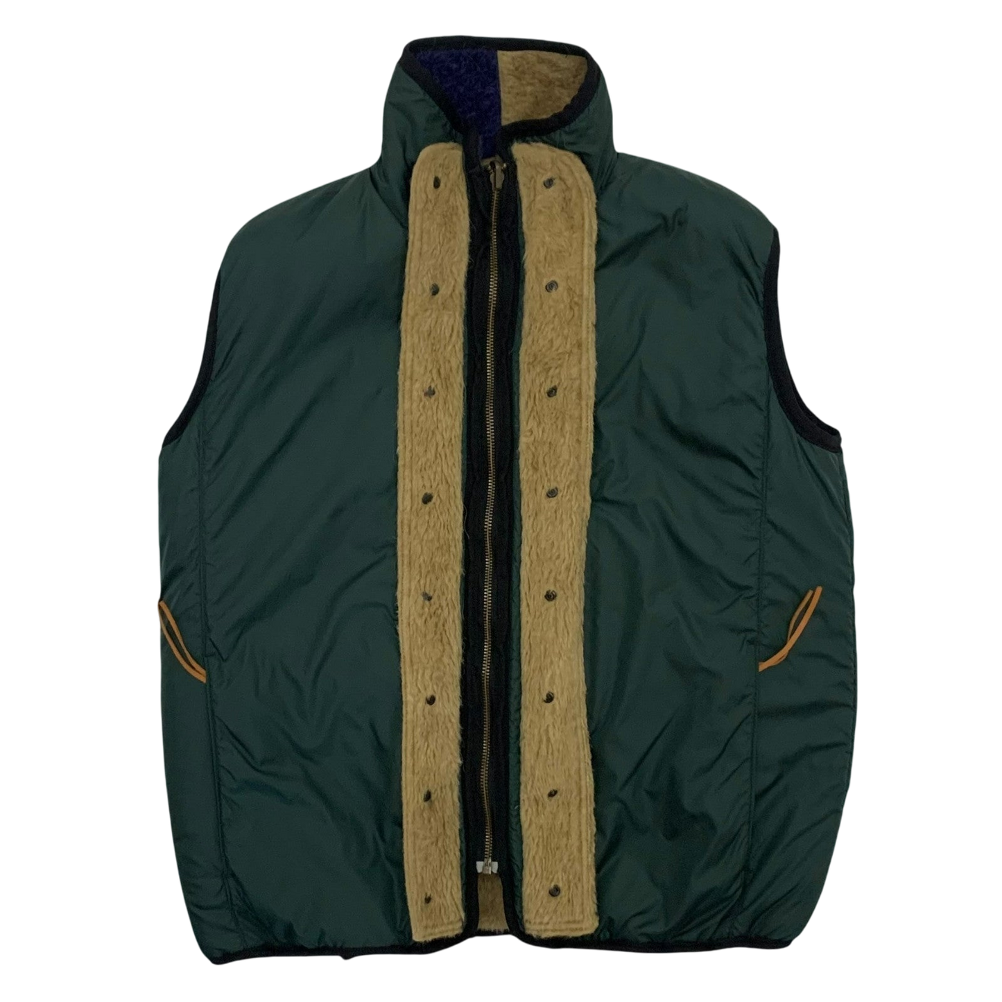 Kapital Reversible Wool Boa Fleece Colour Block Vest (Size S)