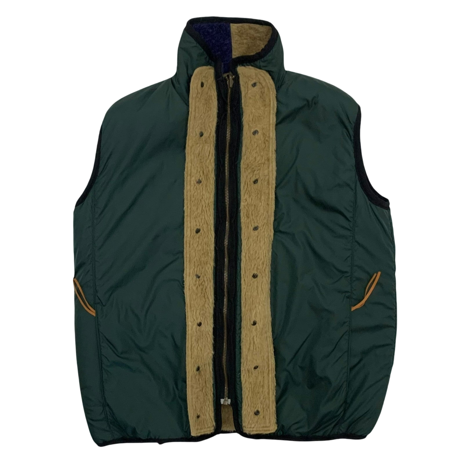 Kapital Reversible Wool Boa Fleece Colour Block Vest (Size S)