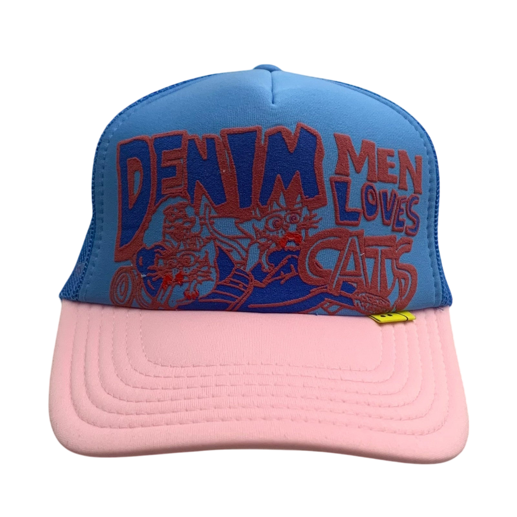 Kapital ‘Denim Men Loves Cats' Trucker Cap Blue/Pink