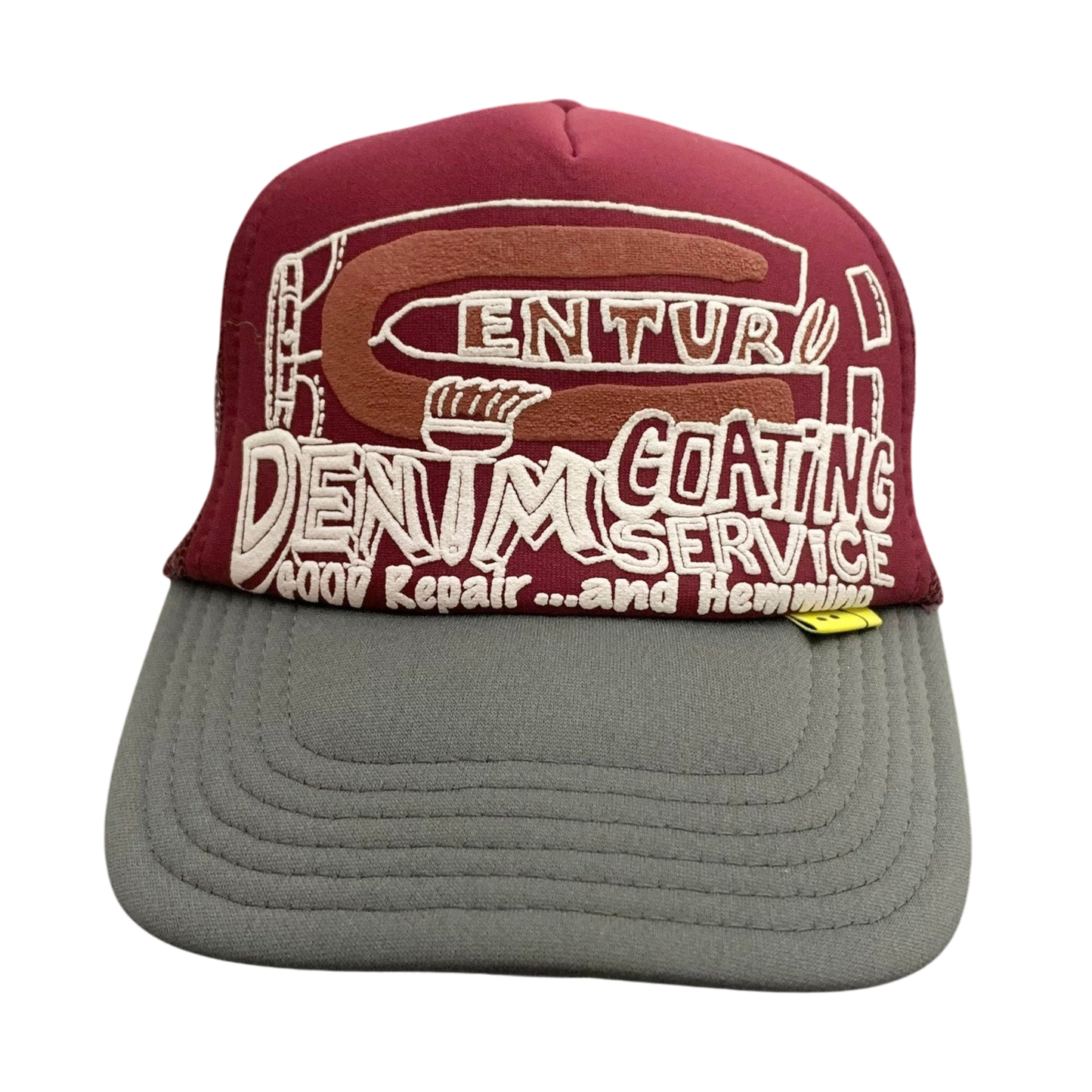 Kapital 'Century Denim Coating Service' Trucker Cap Burgundy/Grey