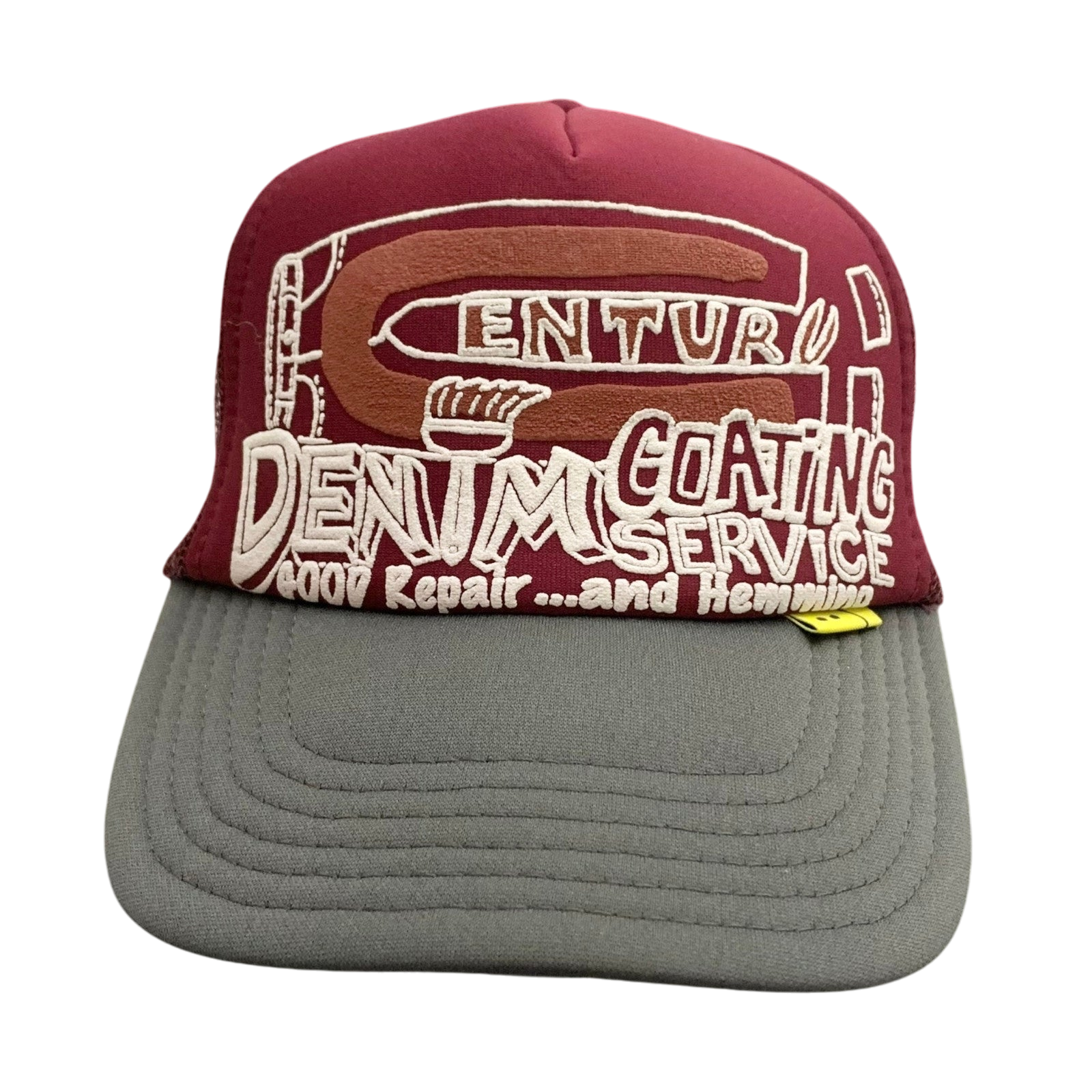 Kapital 'Century Denim Coating Service' Trucker Cap Burgundy/Grey