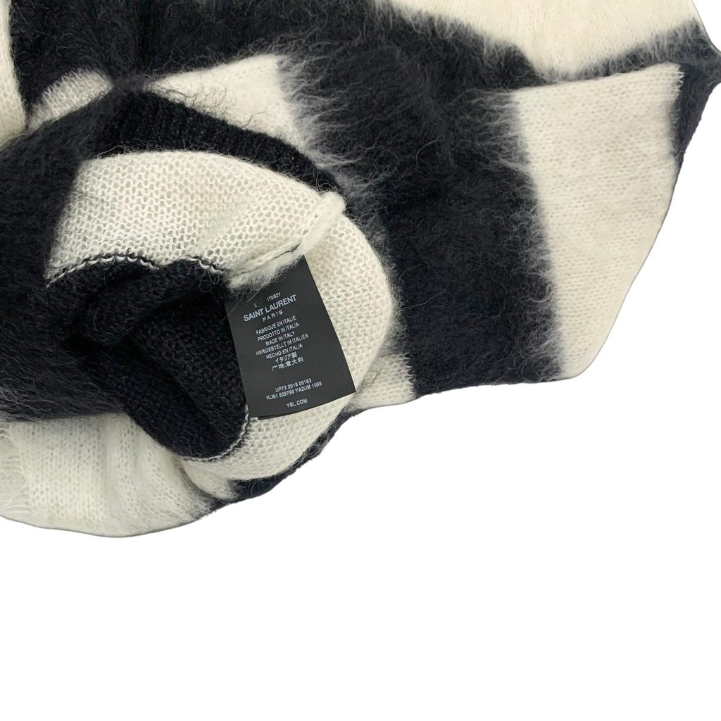 Saint Laurent FW18 Distressed Striped Knit Sweatshirt (Size L)