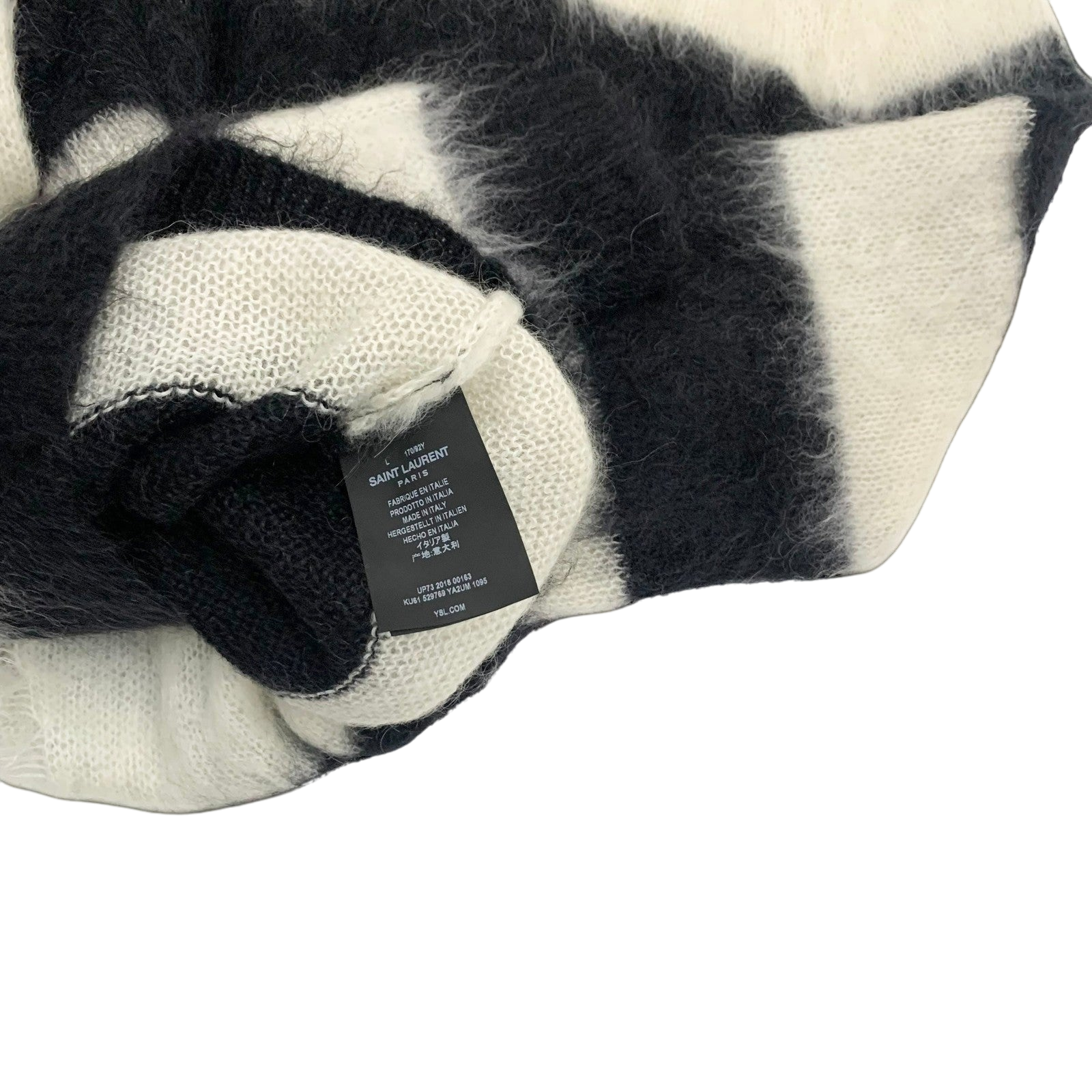 Saint Laurent FW18 Distressed Striped Knit Sweatshirt (Size L)