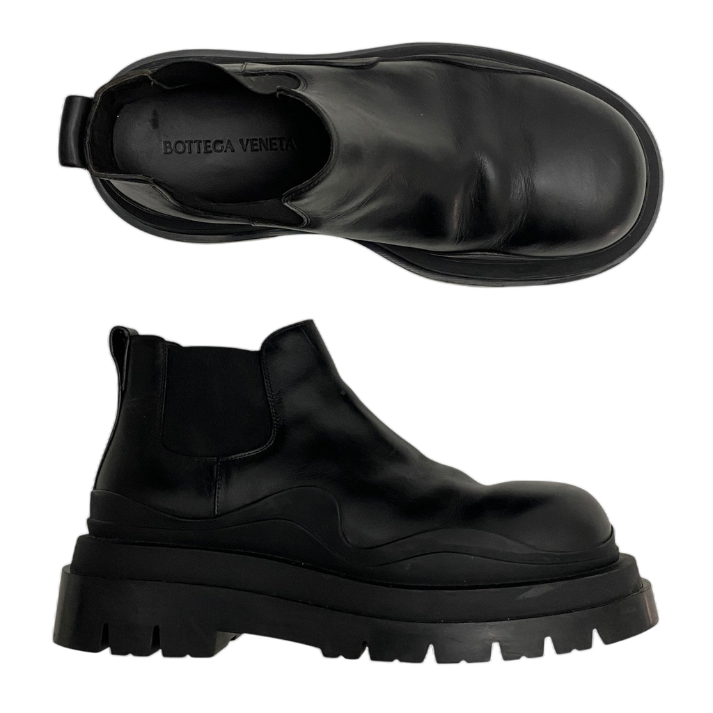 Bottega Veneta Tire Ankle Chelsea Boots Black (EU43/US10)
