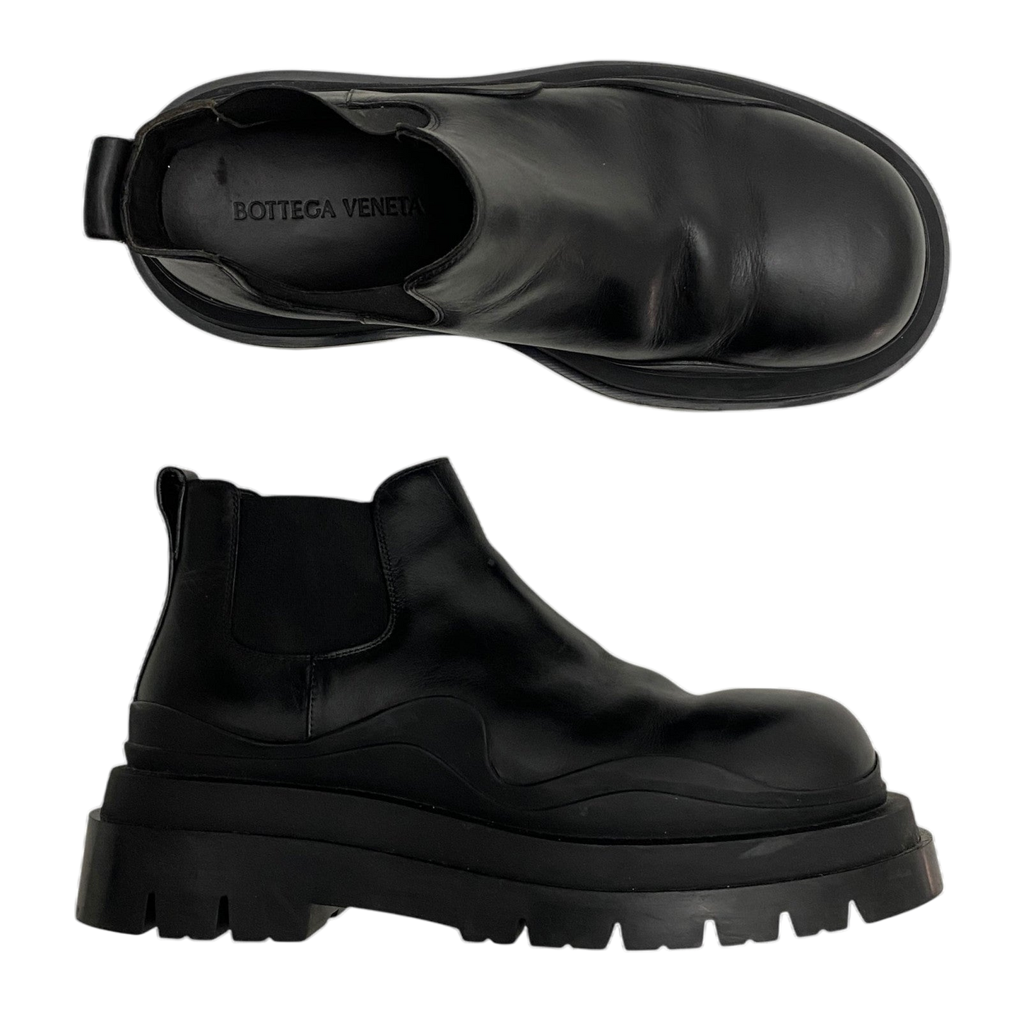 Bottega Veneta Tire Ankle Chelsea Boots Black (EU43/US10)
