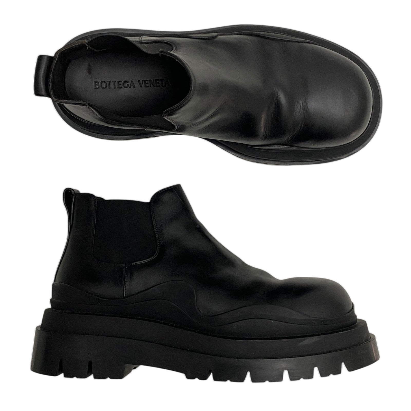 Bottega Veneta Tire Ankle Chelsea Boots Black (EU43/US10)