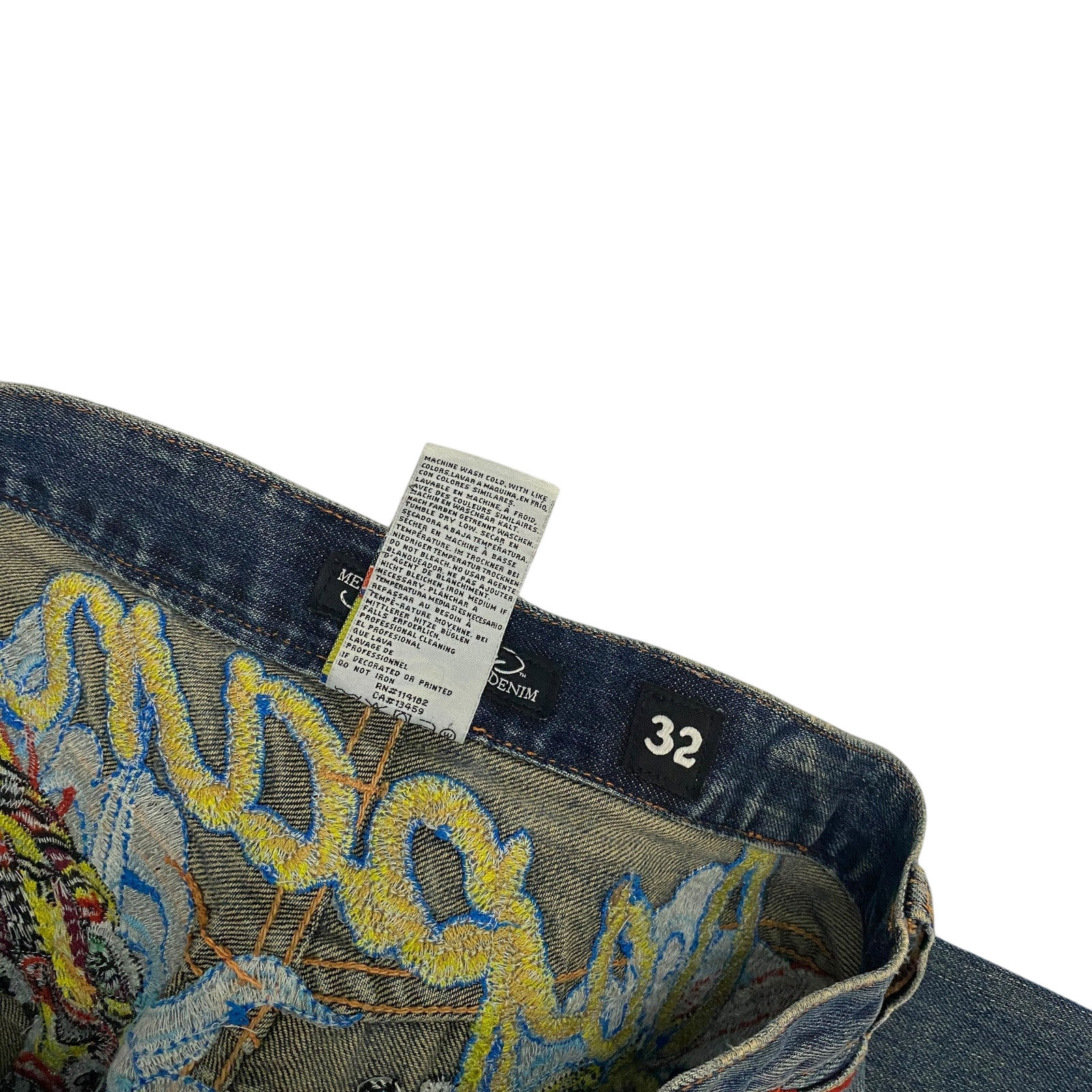 Ed Hardy Japan Embroidered Denim Shorts (Size 32”)