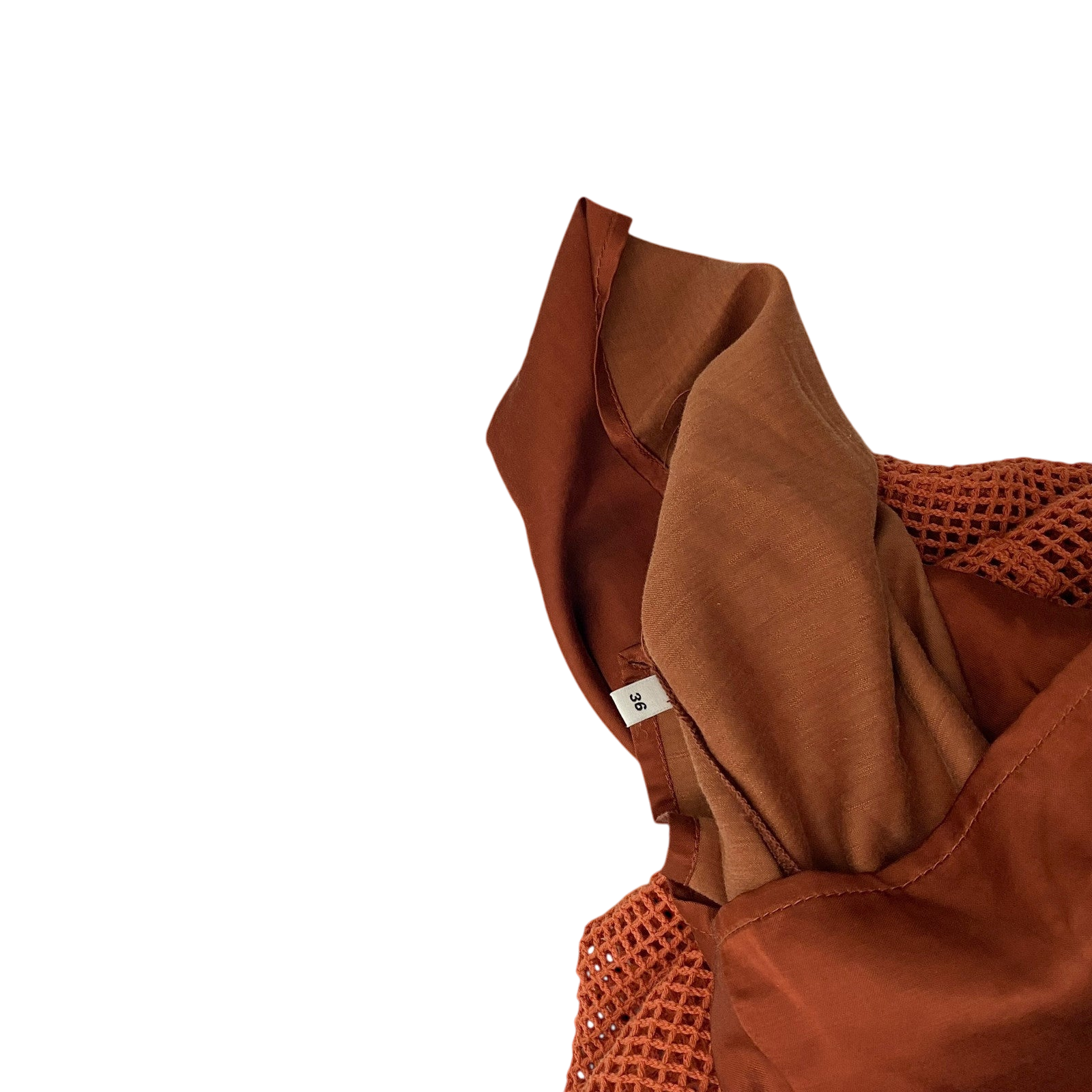 Song For The Mute Double-Layered Raw Hem Mesh Sweater Orange (Fits M)