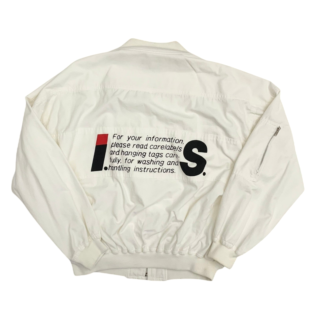 Issey Miyake Issey Sport AW1988 Care Label Bomber Jacket White (Fits M-L)