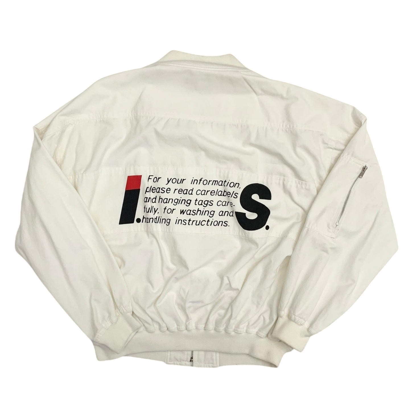 Issey Miyake Issey Sport AW1988 Care Label Bomber Jacket White (Fits M-L)