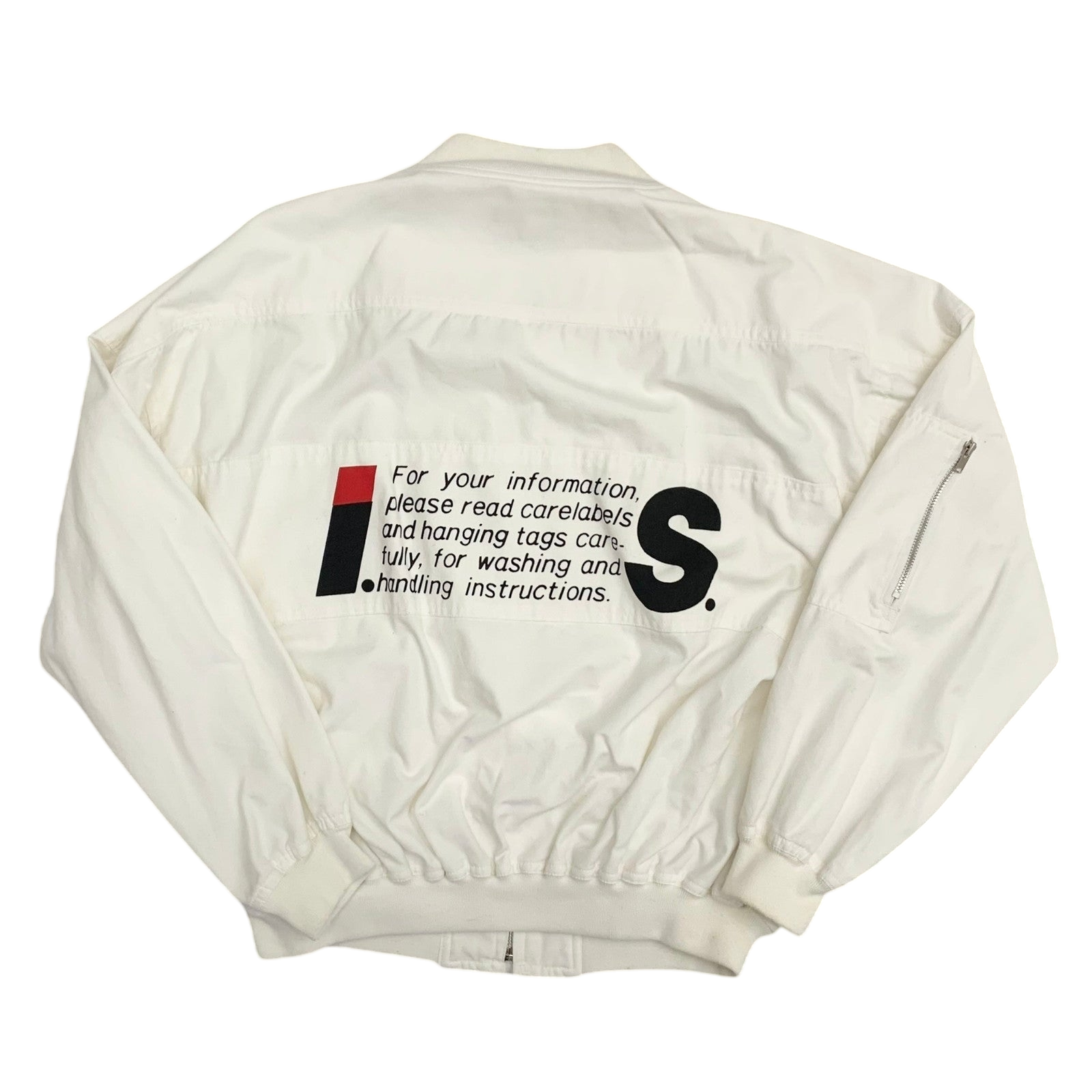 Issey Miyake Issey Sport AW1988 Care Label Bomber Jacket White (Fits M-L)