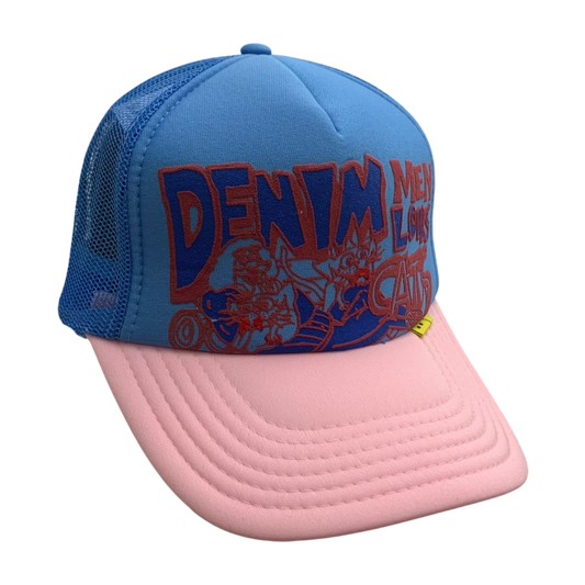Kapital ‘Denim Men Loves Cats' Trucker Cap Blue/Pink