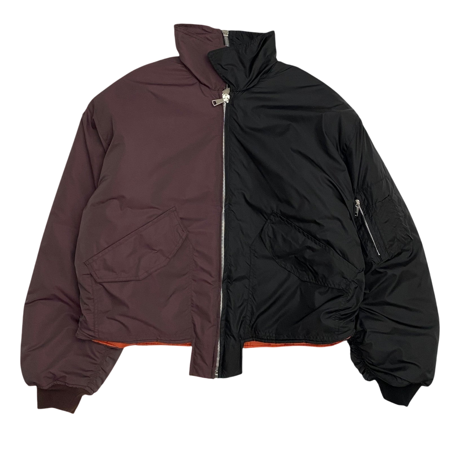 (DI)VISION Split Bomber Jacket Cropped Burgundy/Black (Fits M-L)