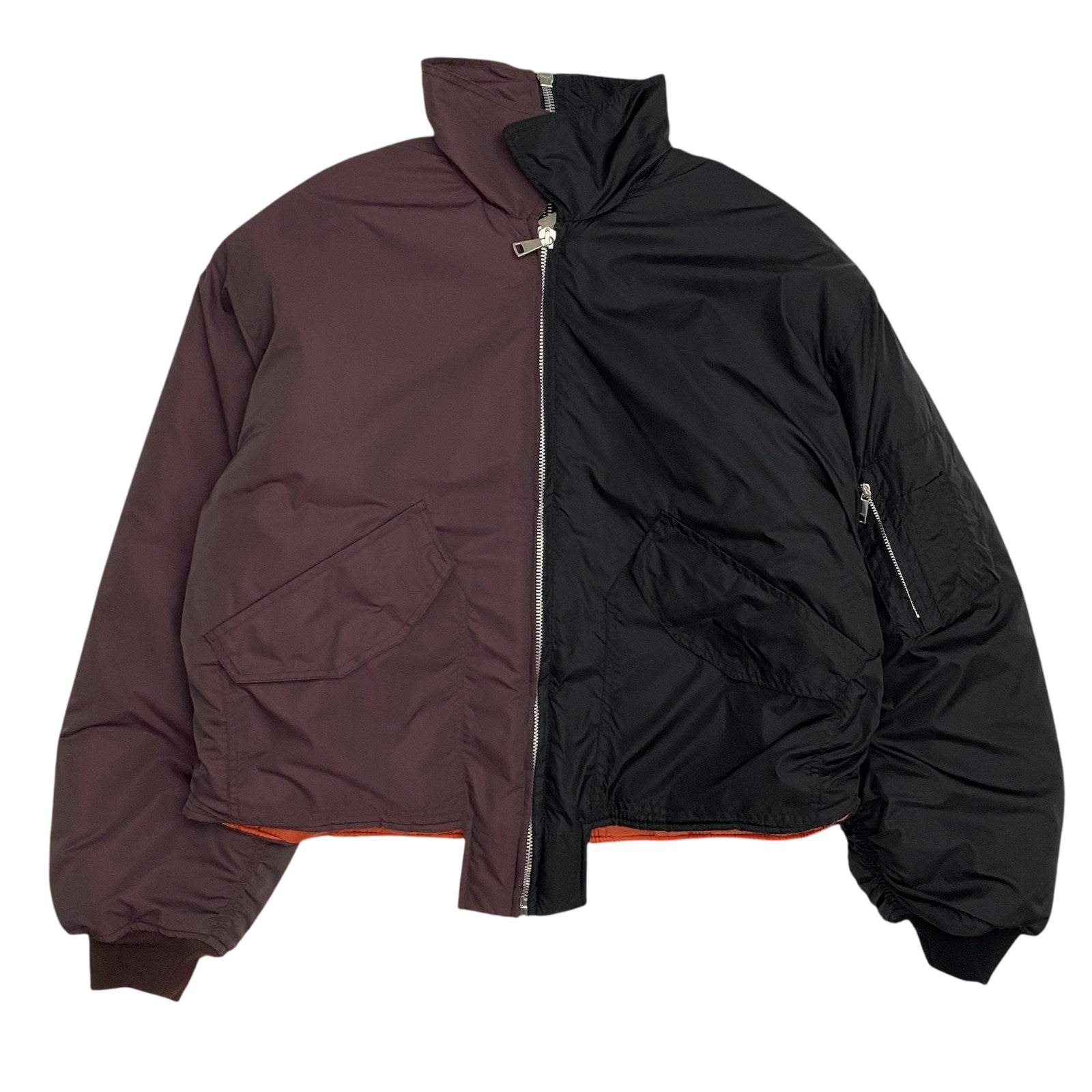 (DI)VISION Split Bomber Jacket Cropped Burgundy/Black (Fits M-L)