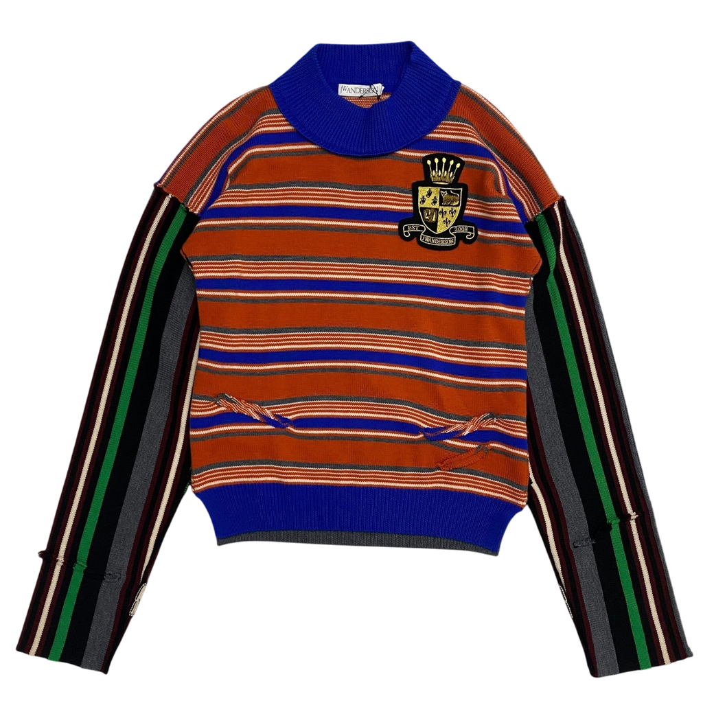 J.W. Anderson Deconstructed Logo Patch Striped Jumper (Size M)