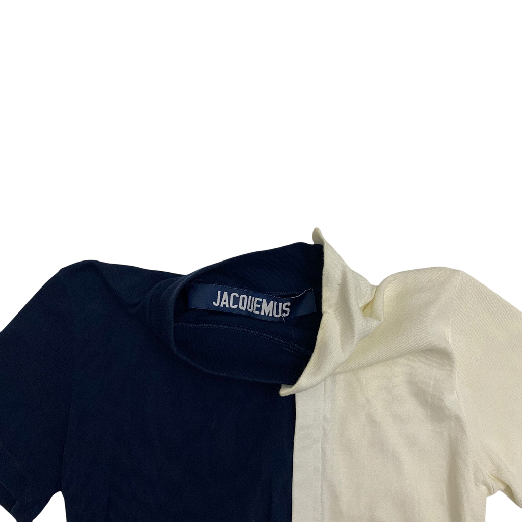 Jacquemus Two Tone Turtle Neck Crop Top Navy/White (Fits S-M Womens)