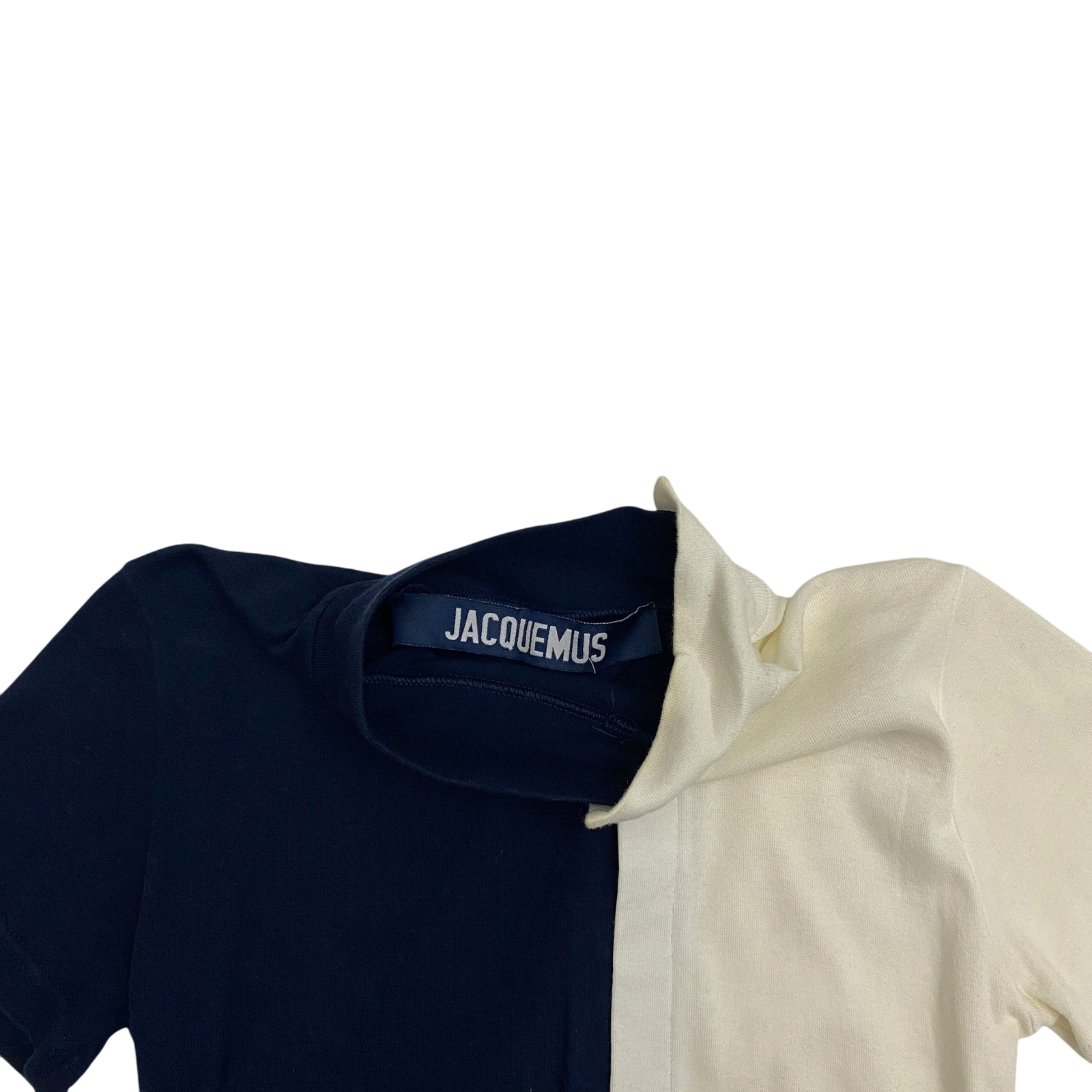 Jacquemus Two Tone Turtle Neck Crop Top Navy/White (Fits S-M Womens)