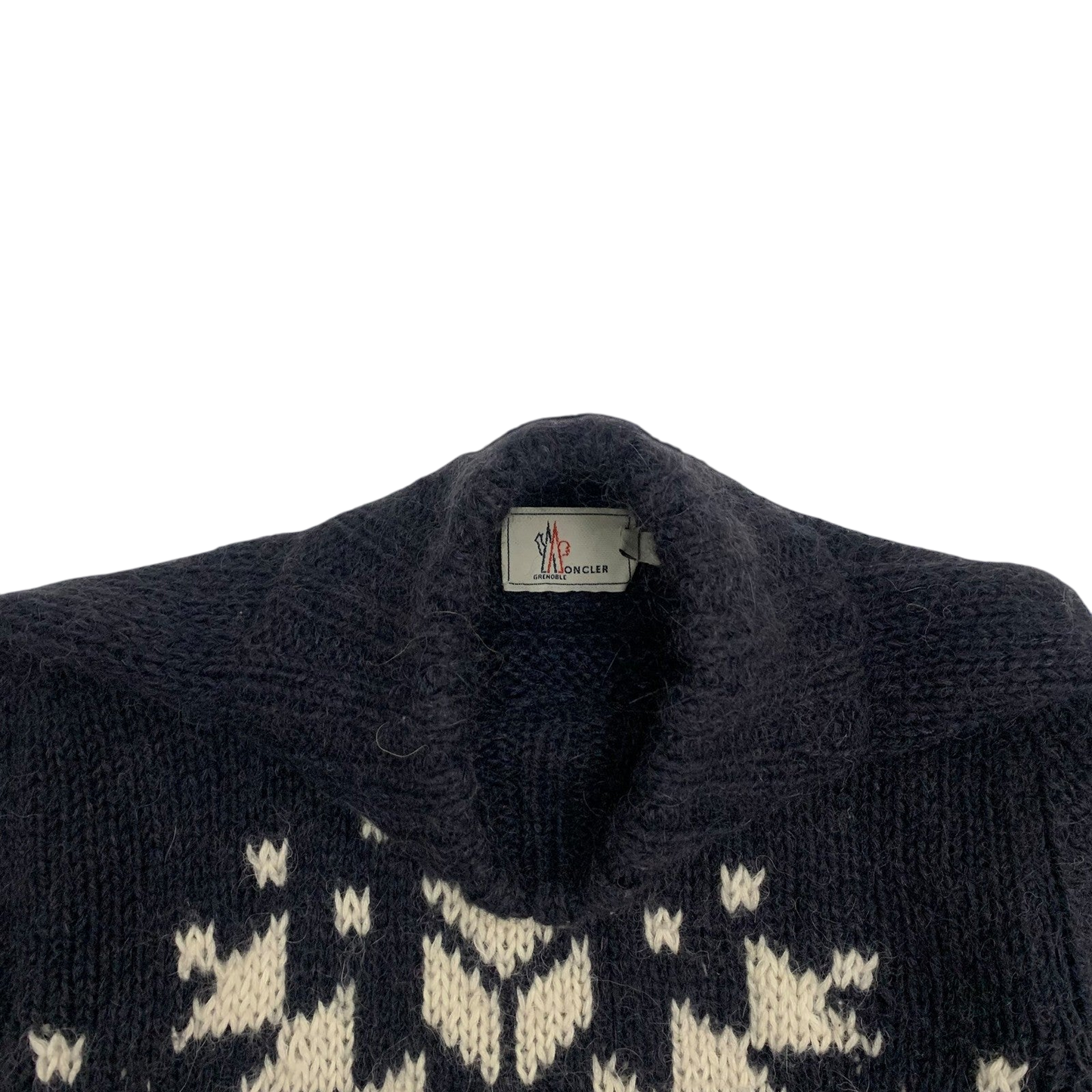 Moncler Vintage Graphic Wool Knit Sweatshirt Navy (Size M womens)