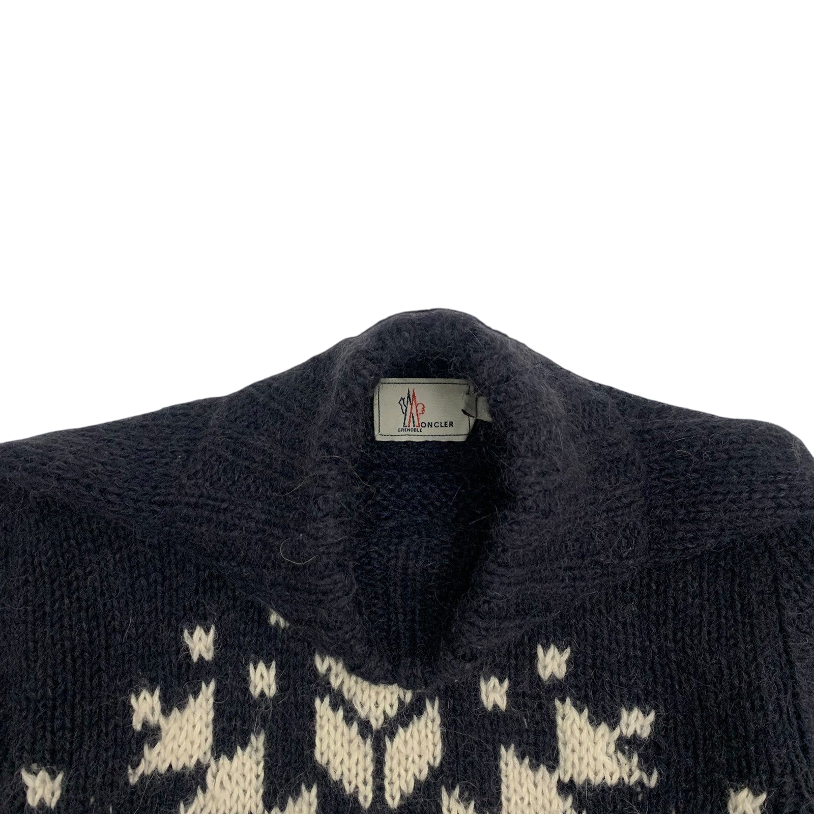 Moncler Vintage Graphic Wool Knit Sweatshirt Navy (Size M womens)