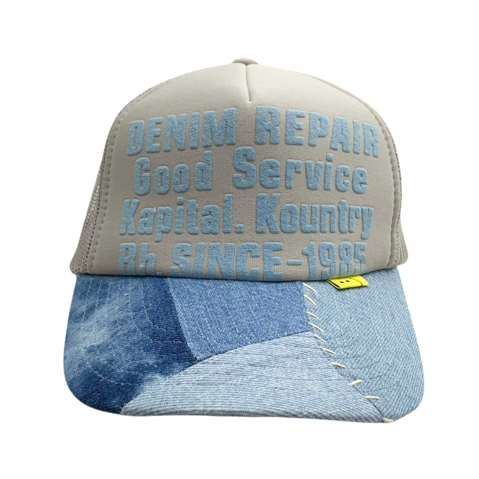 Kapital ‘Denim Repair Service’ Denim Reconstruction Trucker Cap Grey/Blue