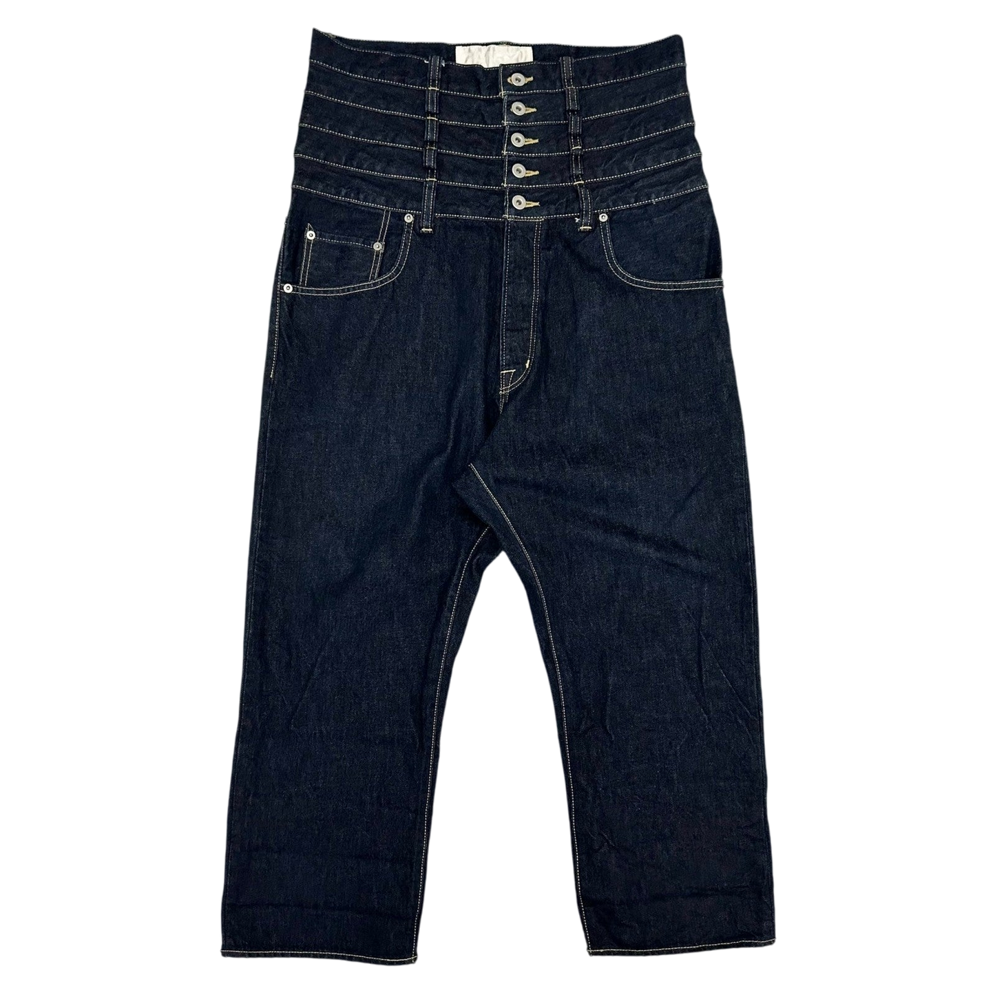 Ganryu AW12 Quintuple Waistband’ Stacked Wide Cut Jeans (Fits 36")