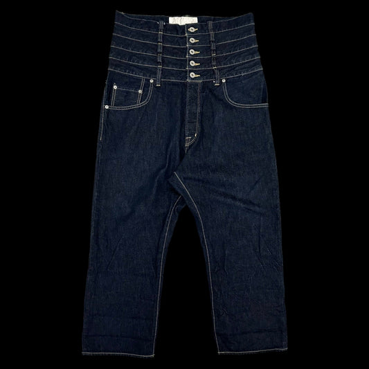 Ganryu AW12 Quintuple Waistband’ Stacked Wide Cut Jeans (Fits 36")