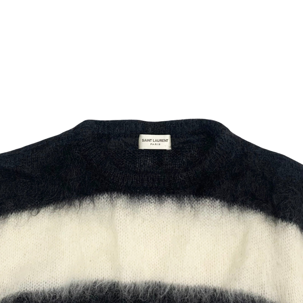 Saint Laurent FW18 Distressed Striped Knit Sweatshirt (Size L)