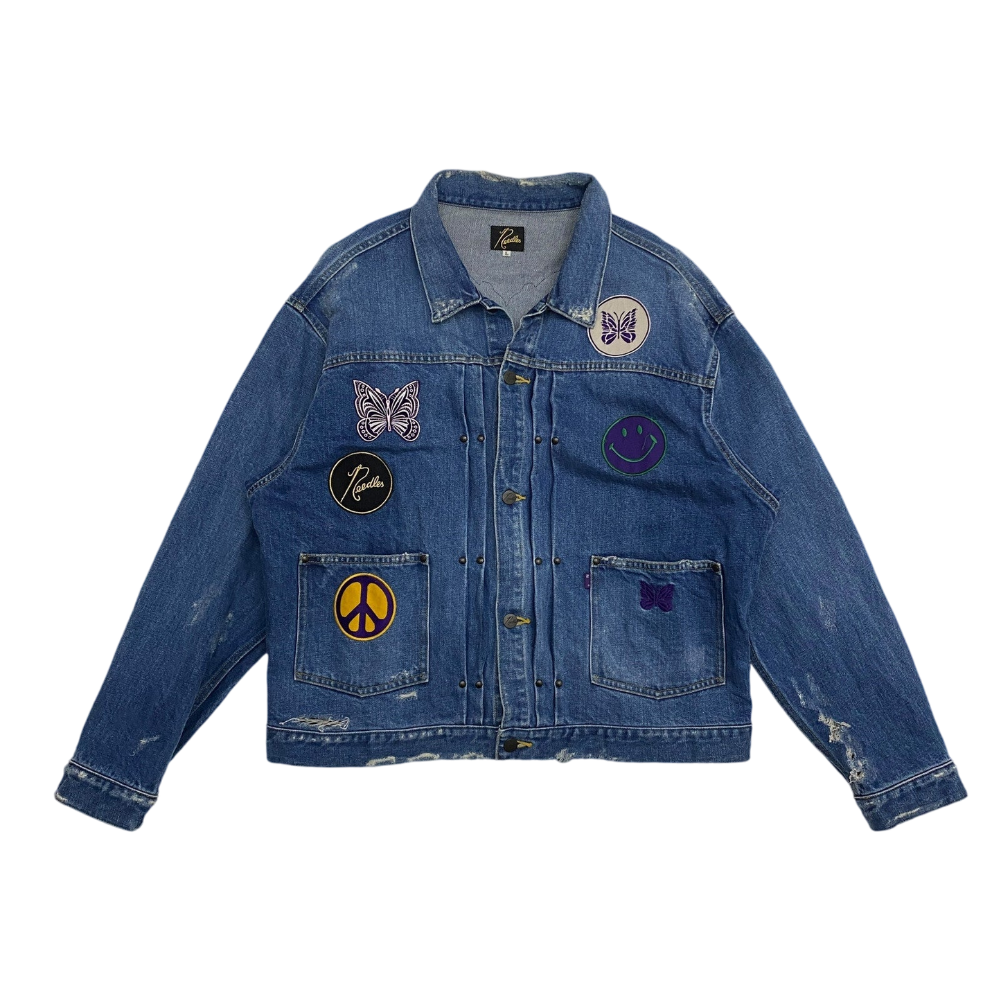 Needles Mixed-Patches Denim Jacket Indigo (Size L)